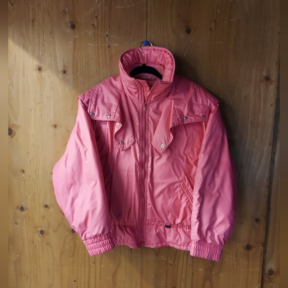 1st Down Vintage Coral Pink Nylon Duck Down Blend Full Zip Jacket - Picture 1 of 16